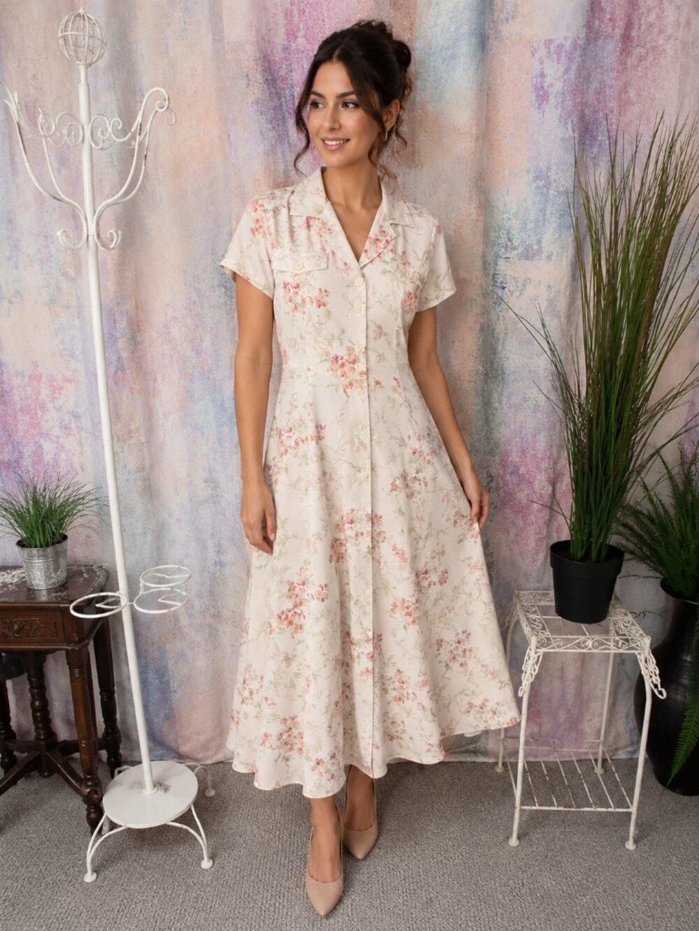 📌Lauren Ralph Lauren Elegant Daytime Occasion Silk Floral Midi Dress